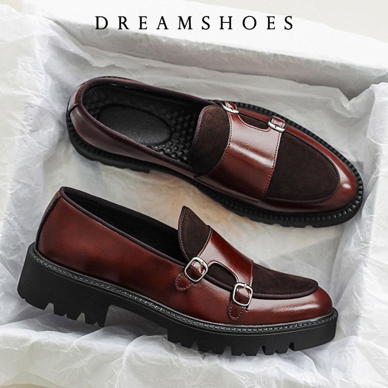 2025 Loafers Men Leather Shoes Thick-soled British Style Black Formal Business Shoes Luxury Slip-On Casual Shoes