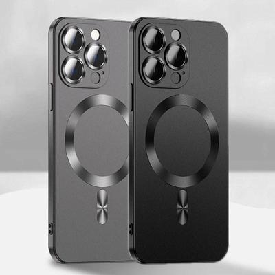 For Magsafe Wireless Charge Plating Silicone Case For iPhone 15 14 13 12 11 Pro Max Plus 14Pro iPhone14 With Lens Protector Cover