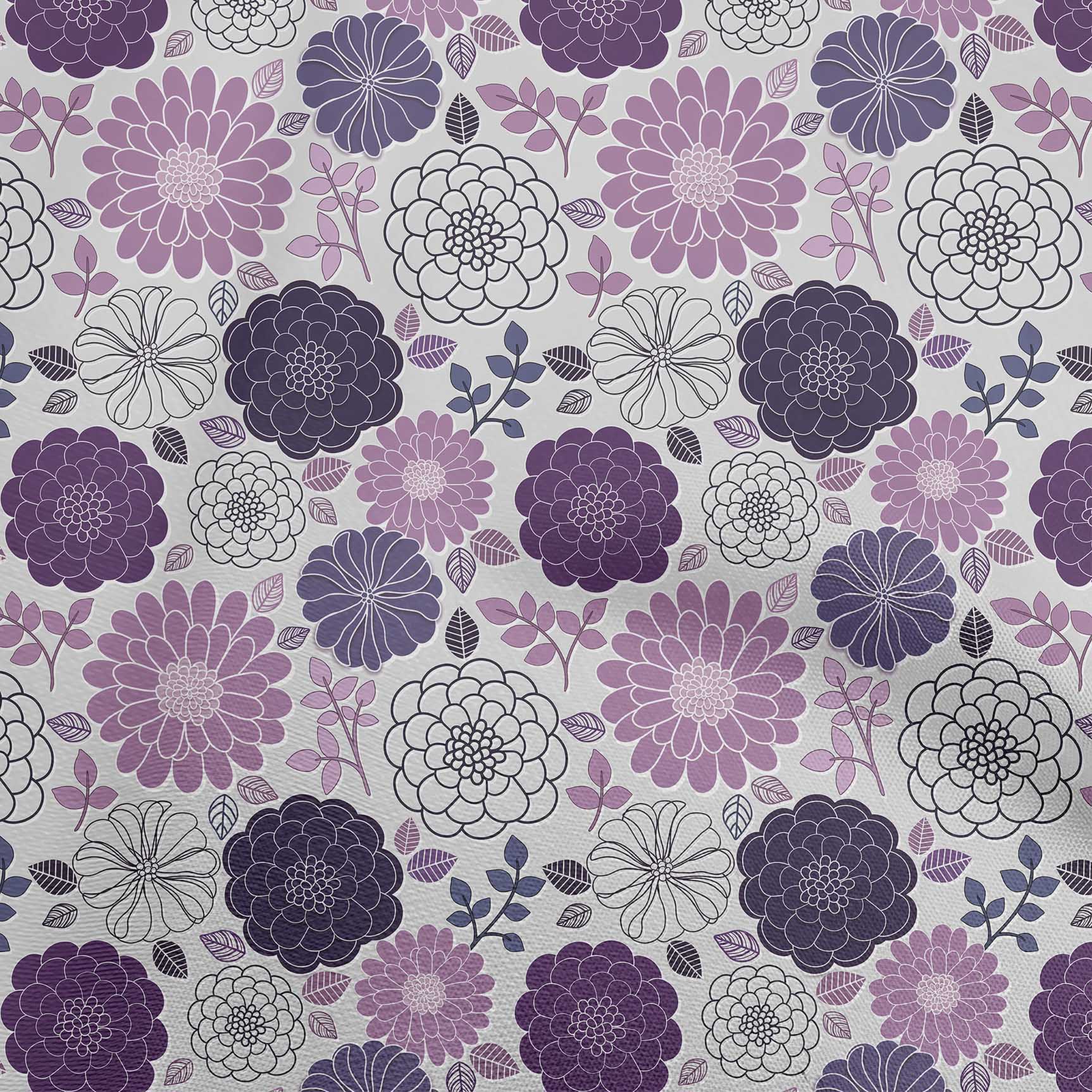 

OneOone Cotton Flex Grey Fabric Floral Retro Швейний матеріал Print The Yard 40 дюймів 42 Inch Wide - Viscose Chiffon фіолетовий