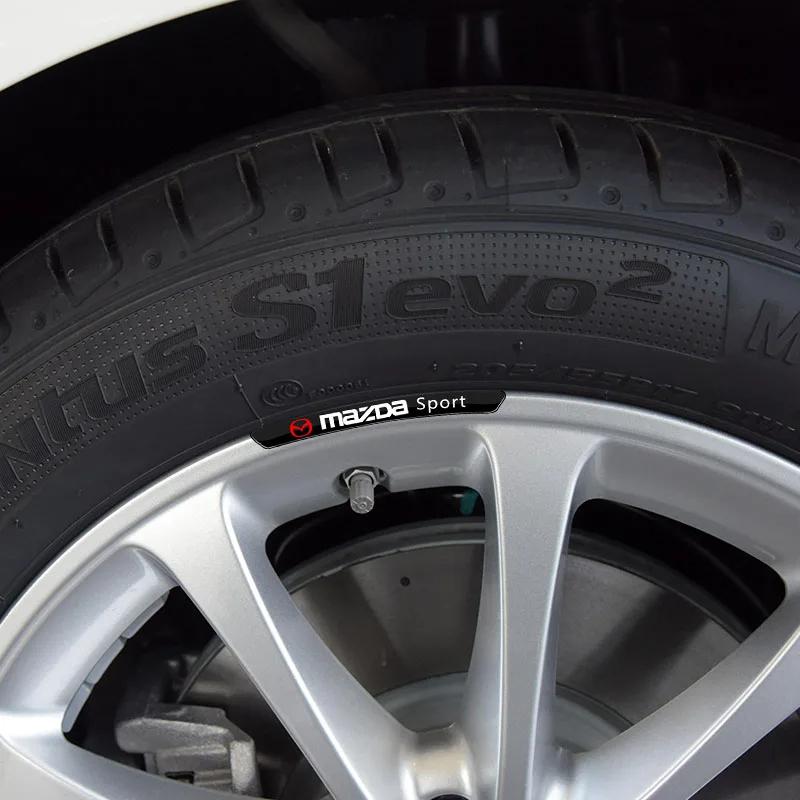 For Mazda 4Pcs Car Aluminum Alloy Rim Stickers Mini Emblem Decal Accessories 3 Alexa CX4 CX5 CX8 2 3 6 DJ BL BM GJ CX-5 CX5 CX-3 FF3