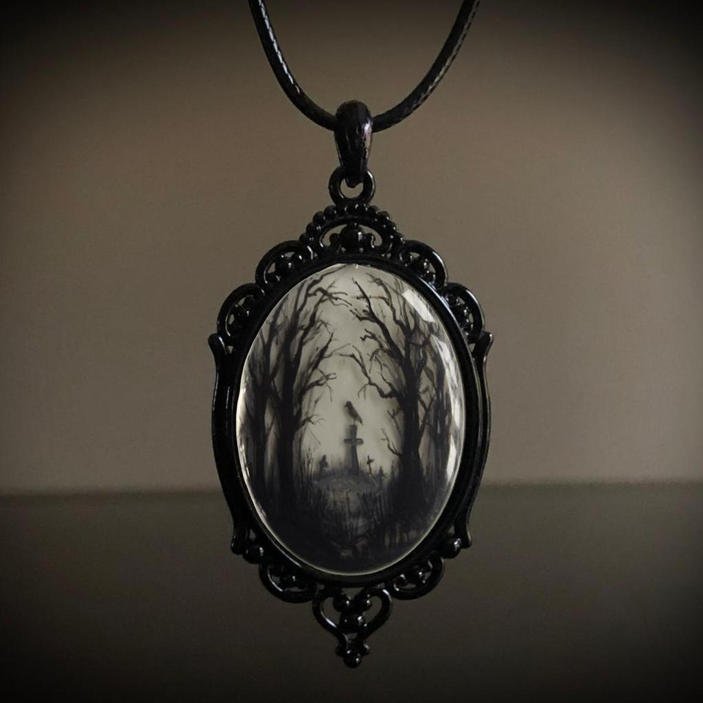 Jun'an Gothic Raven Forest Pendant Charm Necklace
