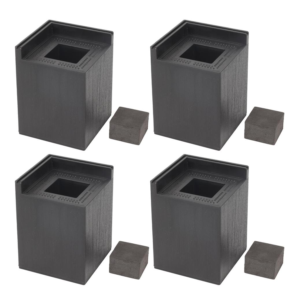 4PCS Sofa Risers Square 4in Porose Bed Lifts Furniture Risers for Fixing Small Pointy Feet Black