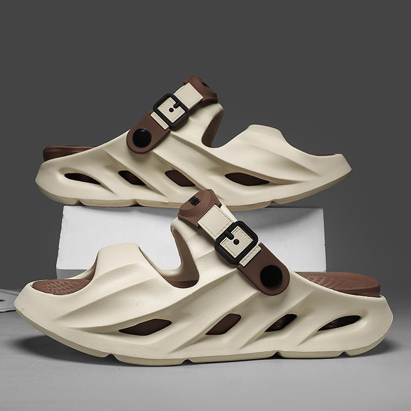 

2025 New Men Slippers Summer Slides Dual-purpose Sandals EVA Soft-sole Upsteam Shoes Unisex Indoor Outdoor Walking Beach Shoes 44-45 коричневый