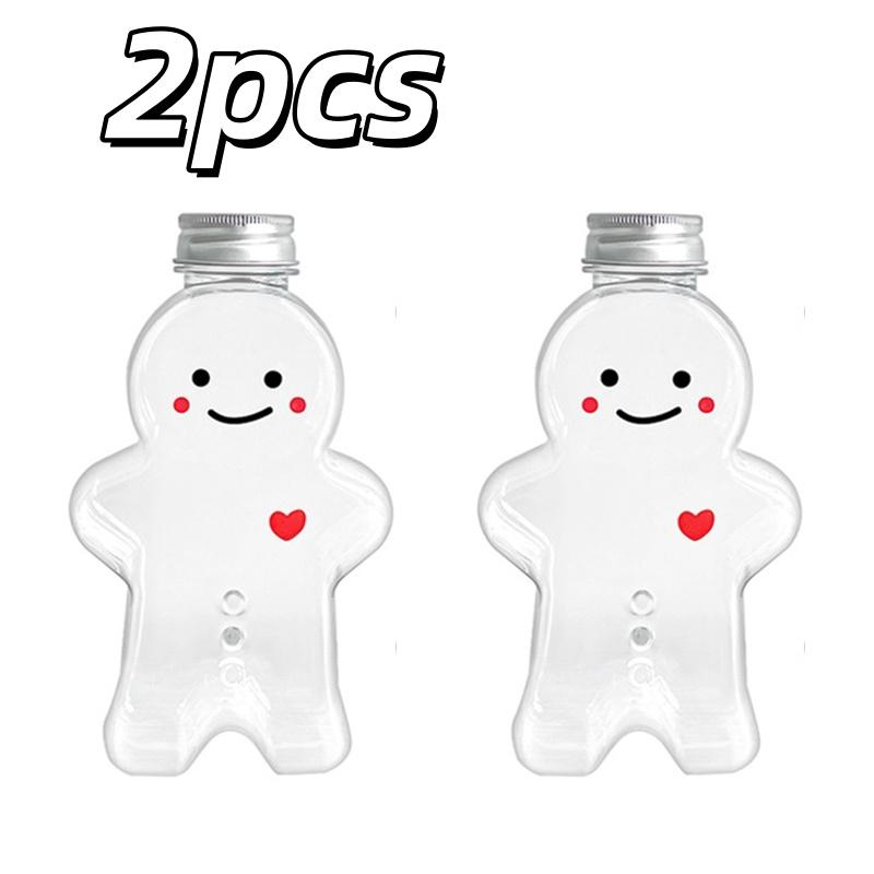 

2/4 шт. Пряничный человечек Бутылка Снеговик Банка для молочного чая Кофе Сока Портативный стакан для питья Пластиковый чайник Рождественское украшение Детский подарок 400ml