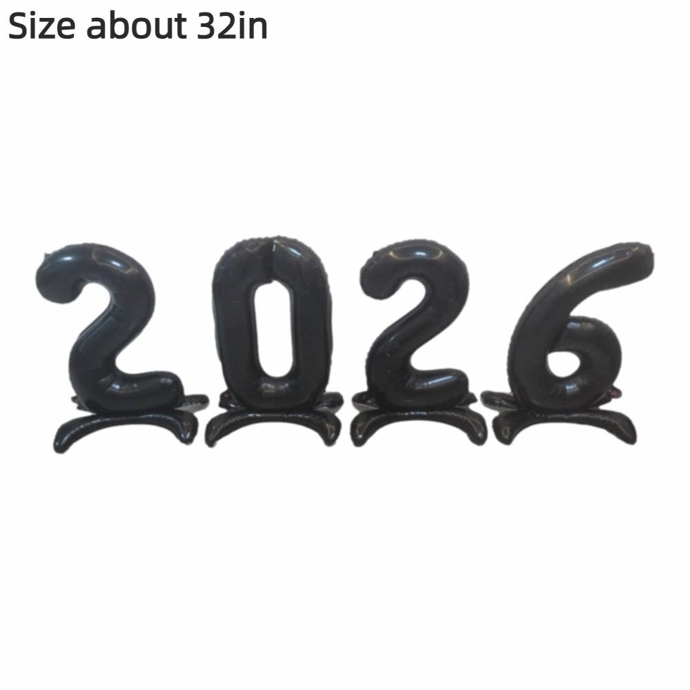 Standing 2026 Number Foil Balloons 32in Navidad 2026 Stand 2026 Balloon New Year Party Supplies Christmas Decorations Birthday