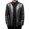 Men's Stand Collar Leather Jacket Autumn and Winter New Velvet Men's Leather Jacket PU Middle-aged Leather Jacket Men's Clothing