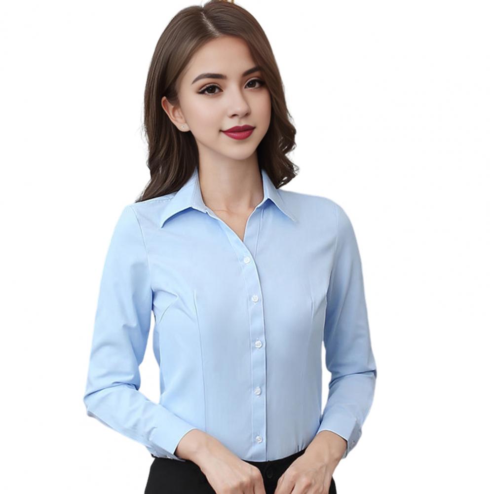 Women Shirt Elegant Lapel Collar Women's Shirt Collection Long Sleeve Slim Fit Office Lady Tops for Work Wear Fall Blouse Styles