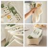 5 Pairs Flowers Socks White Cute Little Sweet Style Summer Breathable Pure Cotton White Mid Tube Green Floral Socks Women Krean