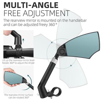 Anti-Glare Handlebar Bike Mirror Bike Rear View Mirror 360 ° Angle Adjustable Ankle Bicycle Mirror For 0-1.97in