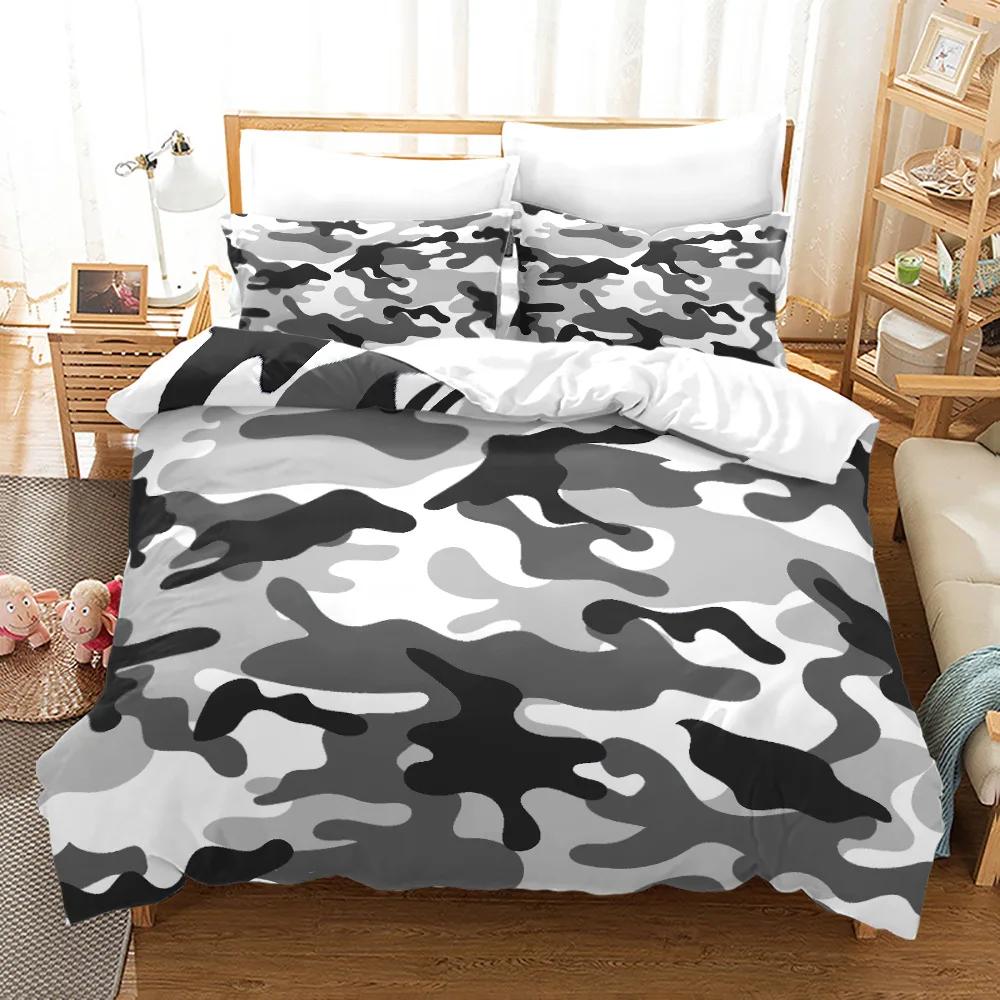 3PCS Single-sided Printed Series Camouflage Russian Printing Duvet Cover BeddingSet Comfortable Breathable Sheet  Comforter