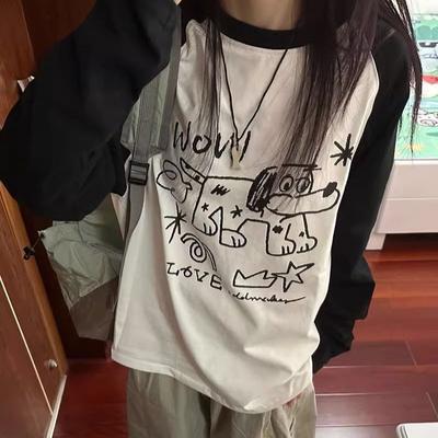 2024 herbst lustige Grafik T-shirts Frauen Nette Anime Langarm Tops Vintage Y2k Adrette Casual Süße Tees Übergroßen streetwear