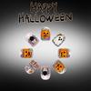 Spider-Web Ghost Pumpkin Glitter Press On Nails 24 Pieces Resin Square Shape Halloween Party Wearable Nail Set for Women Teens