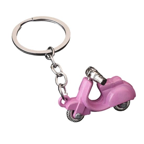 

Keychain Pendant Motorcycle Charm Zinc Alloy Key Chain with Chain Buckle Retro Electric Donkey Scooter Design Key Holder розовый