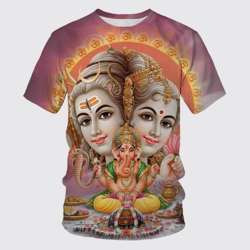 New God Shiva God 3d Printed T-Shirt Summer Personality Men Casual Youth Short Sleeve Ethnic Style Loose O Collar Quality Top