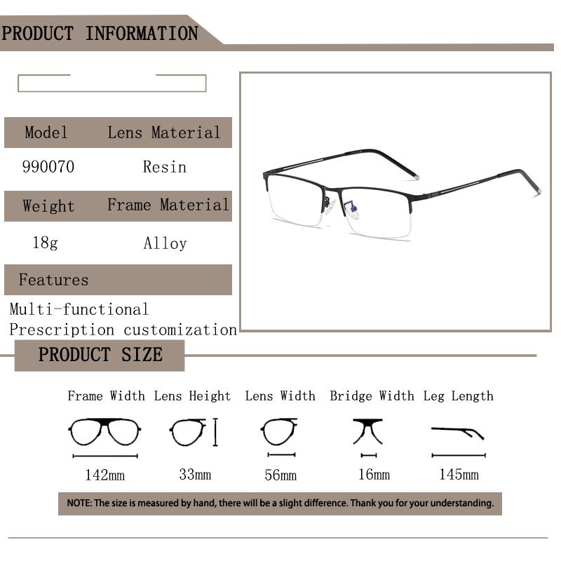 Fashion Women Eyebrows Half Frame Anti Blue Light Prescription Myopia Glasses Photochromic -1 Short Sight Eyewear