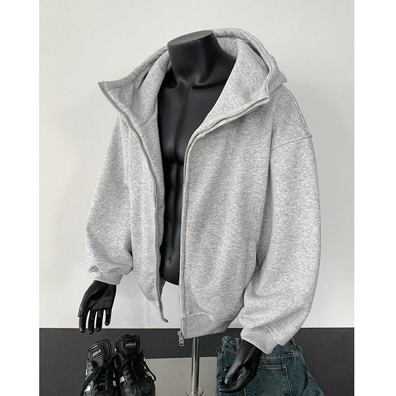 Herrhöst/Vår Trendig Huvtröja med Dragkedja - Lös Casual Ytterplagg