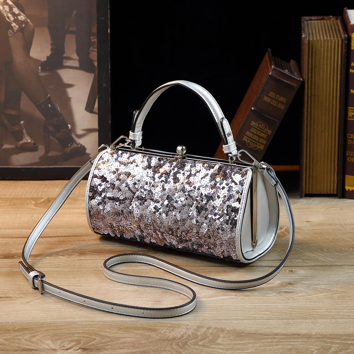 

Сумка женская из лакированной кожи с пайетками в стиле легкой роскоши, бестселлер для трансграничной внешней торговли серебряный