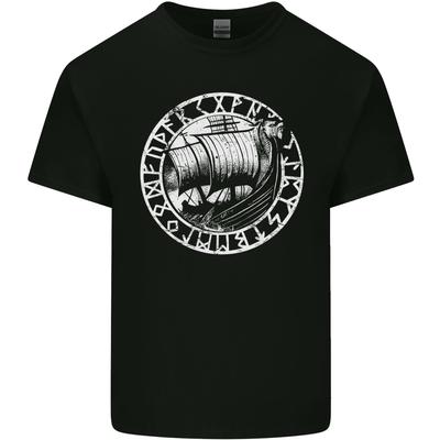Viking Ship With Norse Text White Print Unisexs Light Cotton TShirt