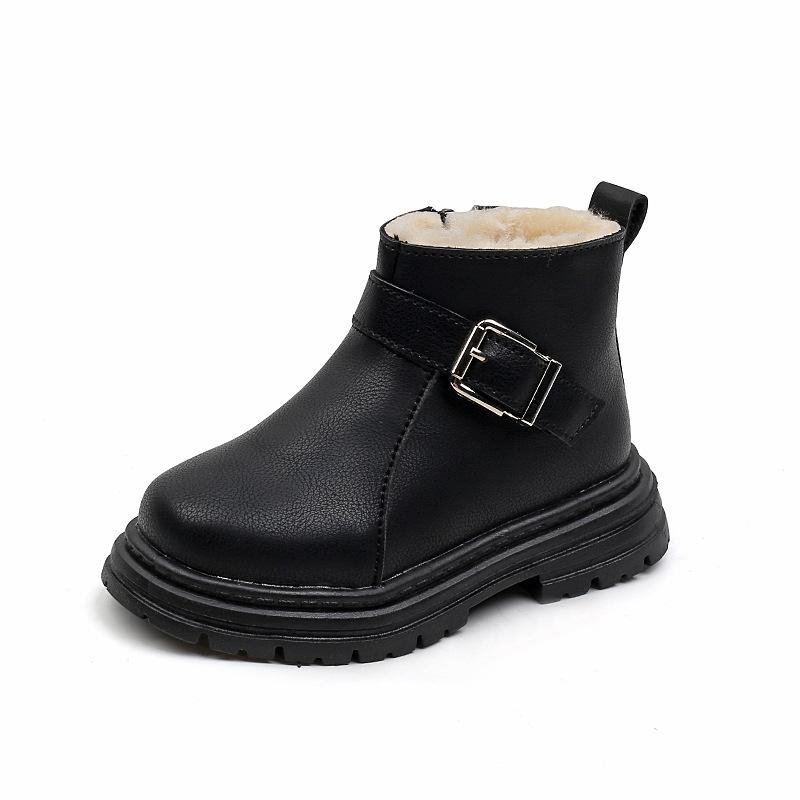 British-Style Kids' Winter Boots: Fleece-Lined, Soft-Soled Cotton for Boys & Girls, Martin Design.