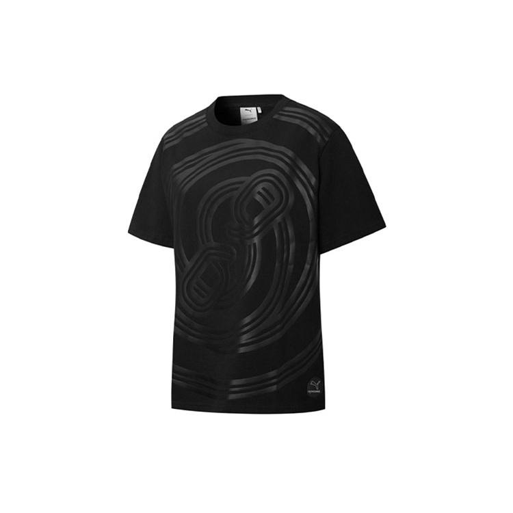 (WMNS) PUMA x PRONOUNCE Crossover W Graphic Tee Printing Pattern Solid Color Round Neck Short Sleeve Black Women s 534039-01 XS