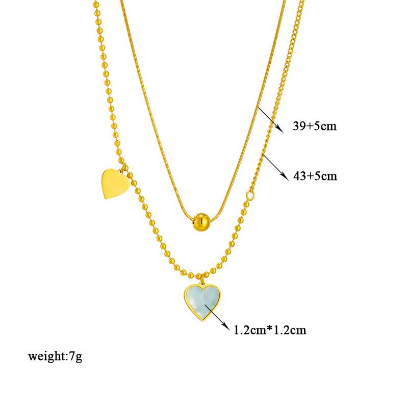 Titanium Steel Layered Necklace with Heart Pendants