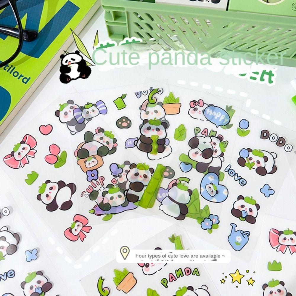 10/40PCS Transparent Creative Diary Stickers Panda Cute Panda Notebook Decoration