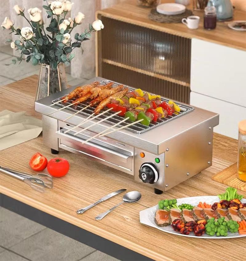 220V Commercial Barbecue Grill Smokeless Electric Barbecue Grill Indoor Electric Grill Small Barbecue Machine