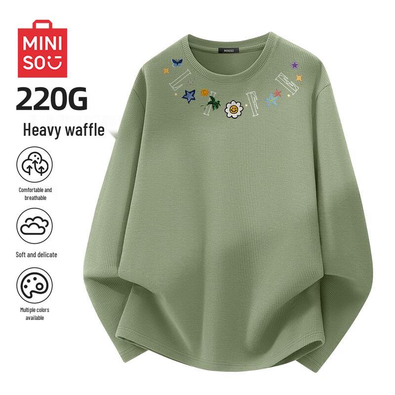 MINISO Men s Waffle Knit Long Sleeve T-Shirt M