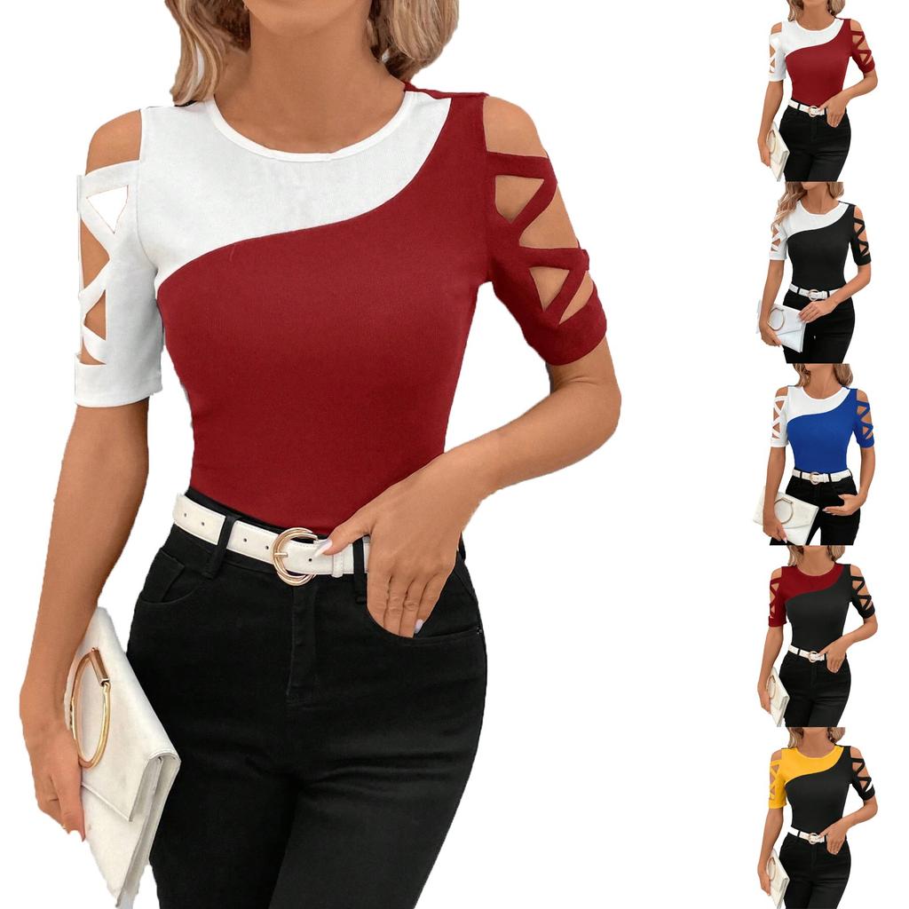 Women's Fashionable, Comfortable And Casual Temperament Lace Short-sleeved T-shirt Top