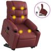 Massage Recliner with Rising Function Burgundy Artificial Leather