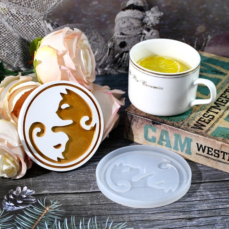 Animal Themed Coaster Tray Silicone Mold Epoxy Resin Mold for Stylish Home Decoration Handmade Cup Mat Mould