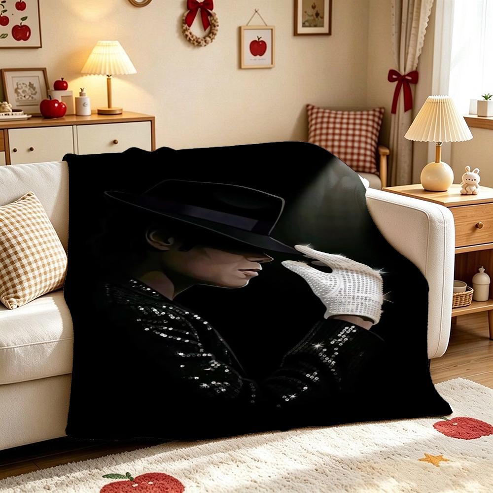Michael Jackson Pop Theme Printed Blanket Warm Comfortable Fleece Blanket For Camping Travel Home Decor Holiday Gift