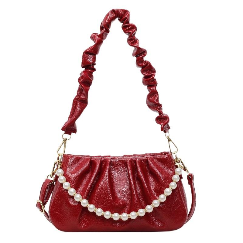 

Нишевая текстурная женская новая плиссированная маленькая квадратная сумка, универсальная на плечо, сумка-мессенджер красный