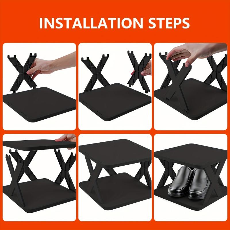 1PACK 6-lagiges, hochbelastbares Schuhregal, faltbar und stapelbar, platzsparendes schmales Design, robustes Kunststoff-Schuhregal