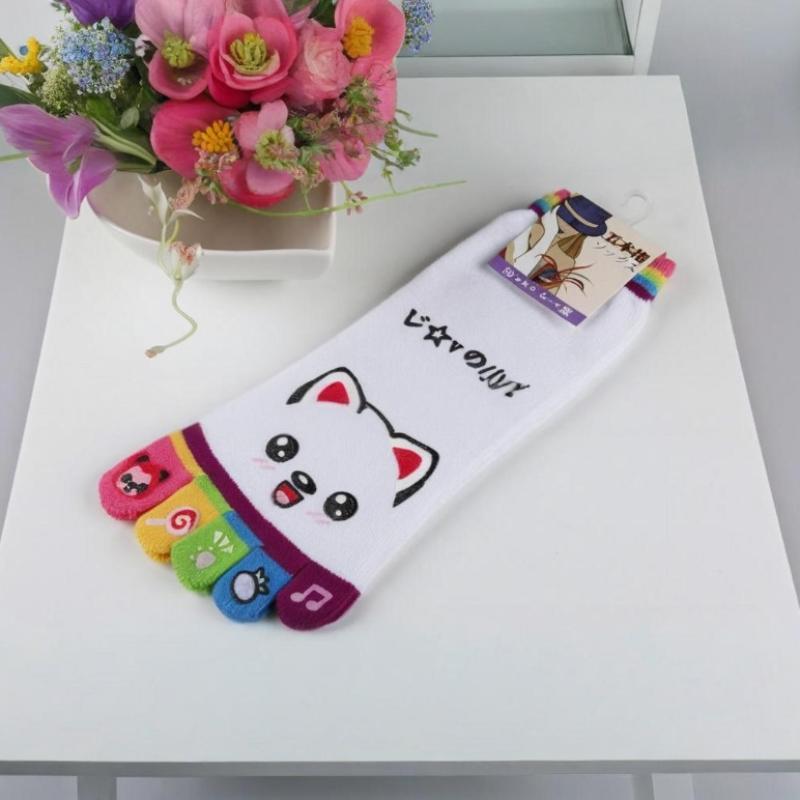 Cute Casual Five-Toed Crew Finger Show Funny Short Cartoon Cotton Socks Breathable Sweat Novelty Toe Socks High Quality