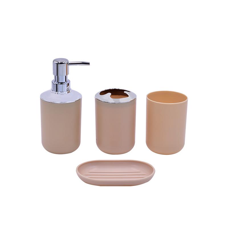 6-Piece Bathroom Set: Lotion Bottle, Toothbrush Holder, Soap Dish, Trash Can, Toilet Brush