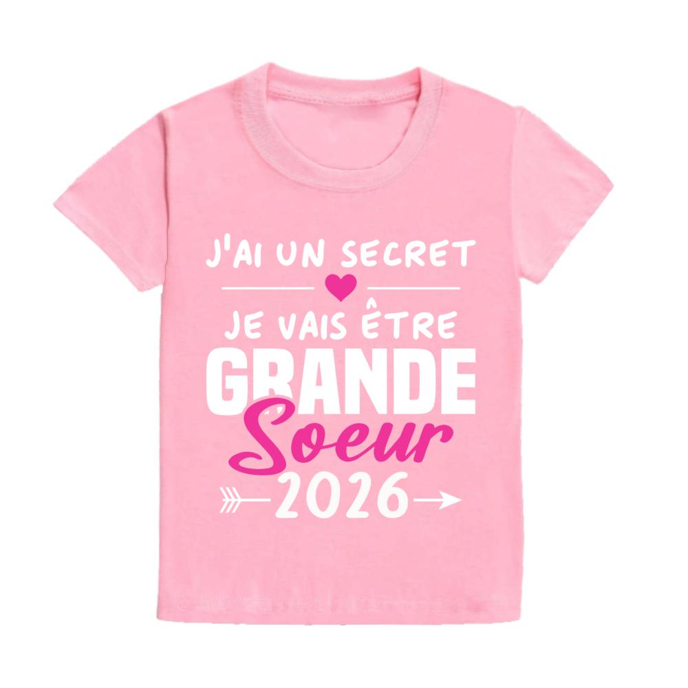I Have A Secret I Will Become My Sister in 2026 Print Girls Kid Tee Top Pregnancy Announcement Kid Short Sleeve Tee Tops
