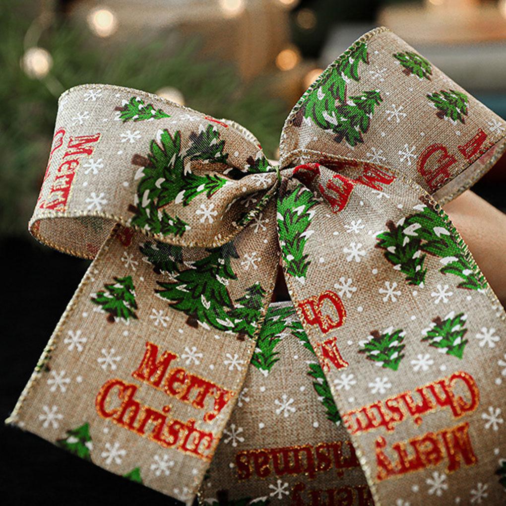 Linen Christmas Themed Ribbon Festive Atmosphere Anywhere Go Wrapping Ribbon Burlap Ribbon Ribbons