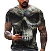 Men's Casual T-Shirt Skull Graphic Black Short Sleeve Crew Neck Tee Cool Streetwear Halloween Fashion Top