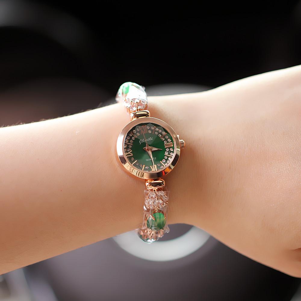 Marke Damenuhr Neu Leichter Luxus Mode Quarz Armbanduhr Leuchtend Grün Diamant Wasserdicht Weiblich Mädchen Armbanduhren
