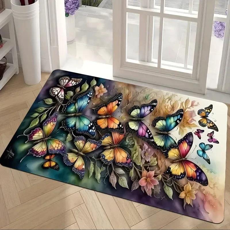 1PC Flowers Pattern Home Door Mats Kitchen Rugs Non-Slip Pop Design Bathroom Rugs Bath Mat Carpet for Home Sink Laundry Decor