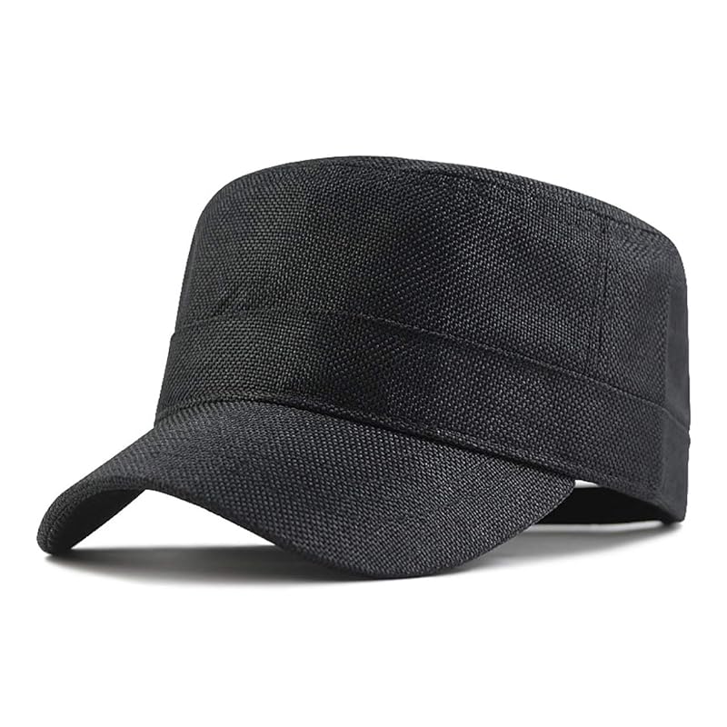 

[Lovechic] hemp work cap men s large size hat Plain color Deeper extra large spring summer autumn Two sizes (black)