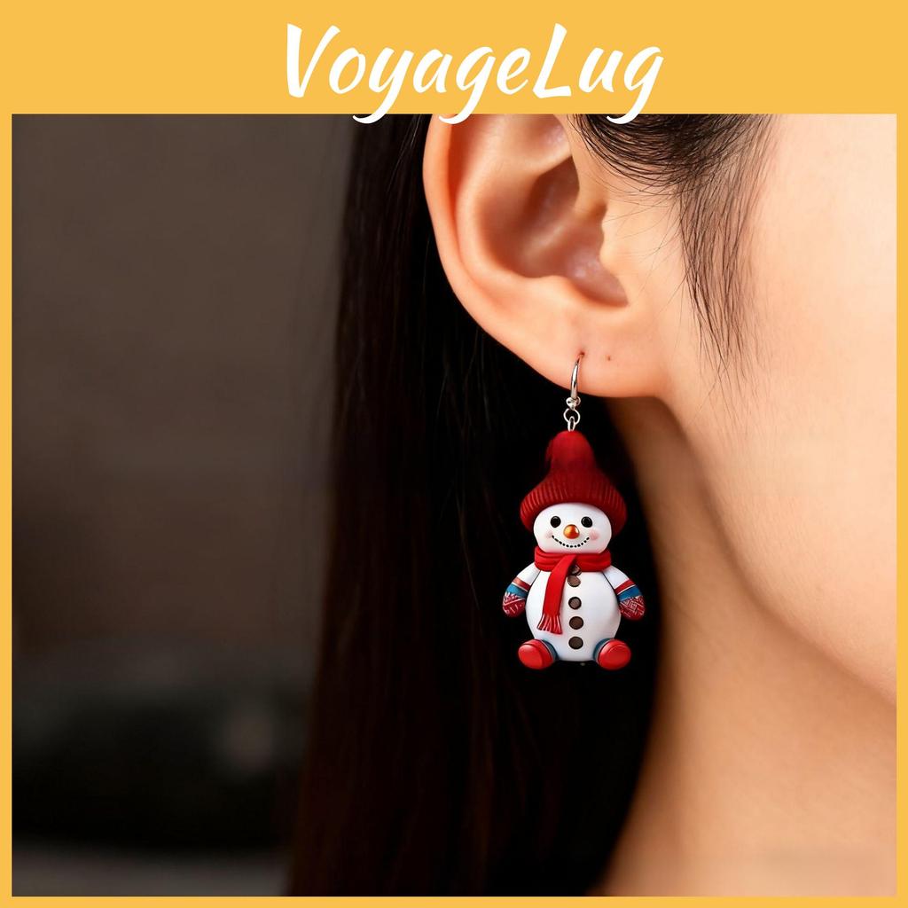 Seasonal Snowman Earrings With Silver Posts And Cartoon Characters For Holiday Dressing