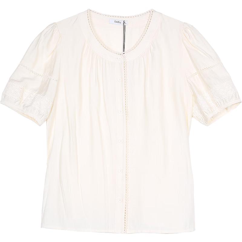 betu Women s Summer Contrast Short Sleeve Blouse M