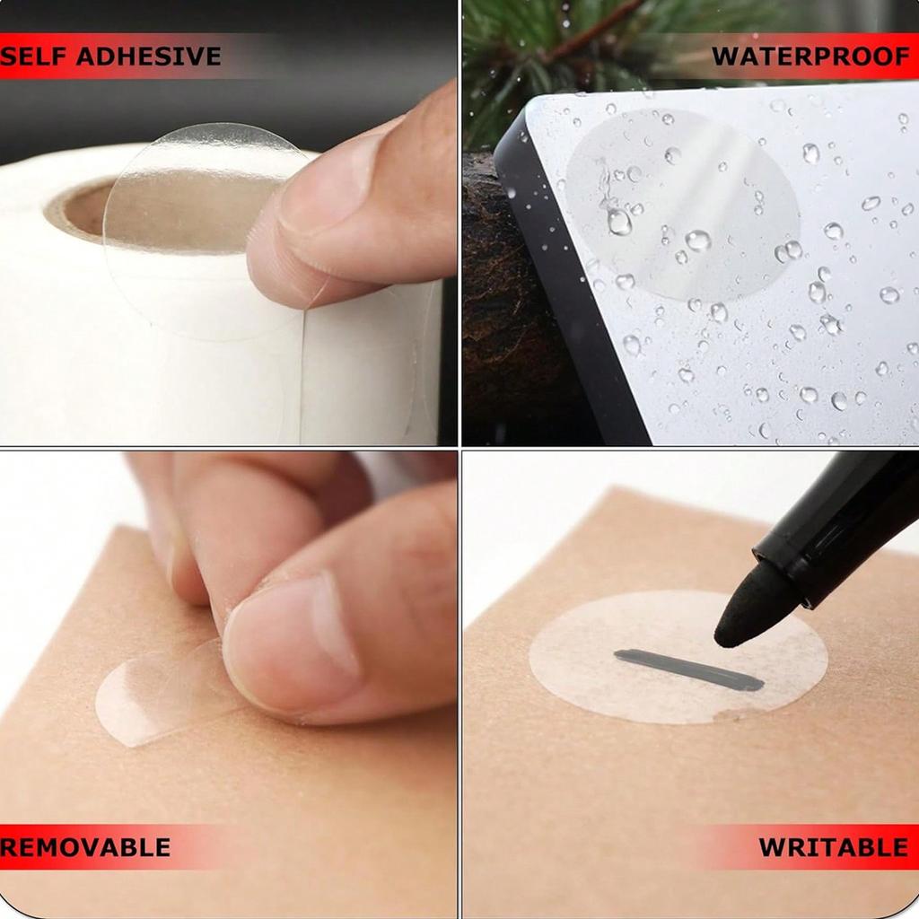 Clear Label Stickers – 1"/1.5" Round Transparent Self Adhesive Stickers 300/500 PCS/Roll Strong Seal Wafer Labels Tape Adhesivos