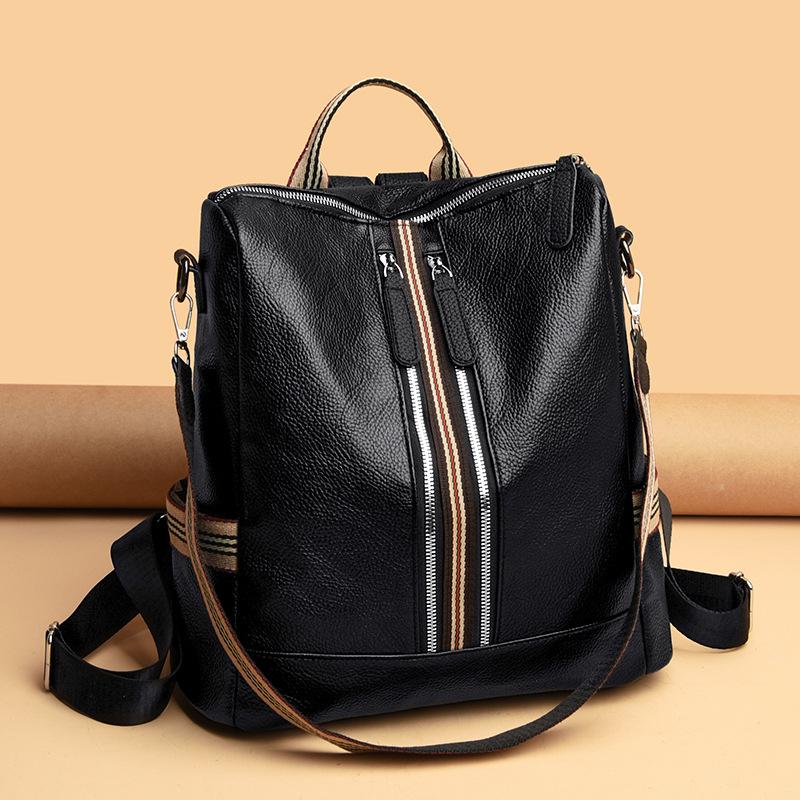 New Backpack Leather Women's Bag College Style Casual Street Trendy Bag Shoulder Bag Large Capacity Backpack