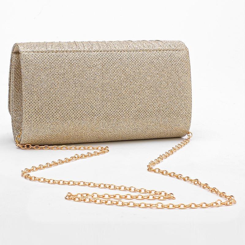 New Women's Pleated Shiny Dinner Bag Clutch Bag Evening Bag Wedding Bag Light Luxury