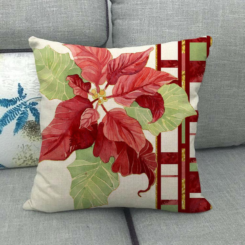 Christmas Spring Bird Flower Oil Painting Digital Printing Short Plush Pillow Covers For Sofa Office Cushion Cover Home Goods