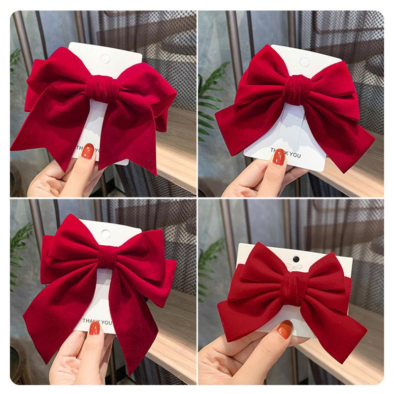 Elegant Big Bow Hair Clip Headdress Ribbon Bowknot Spring Ponytail Clips Hairpin Women Girls Fashion Hair Accessories