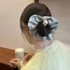 1pcs Vintage Satin Silk Solid Scrunchies for Hair Girls With Gold Heart Pearls for Women Hair Accessories Hairties
